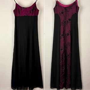 Vintage Morgan & Co. Y2K Black Sheer Floral Maxi Dress Whimsigoth Fairy